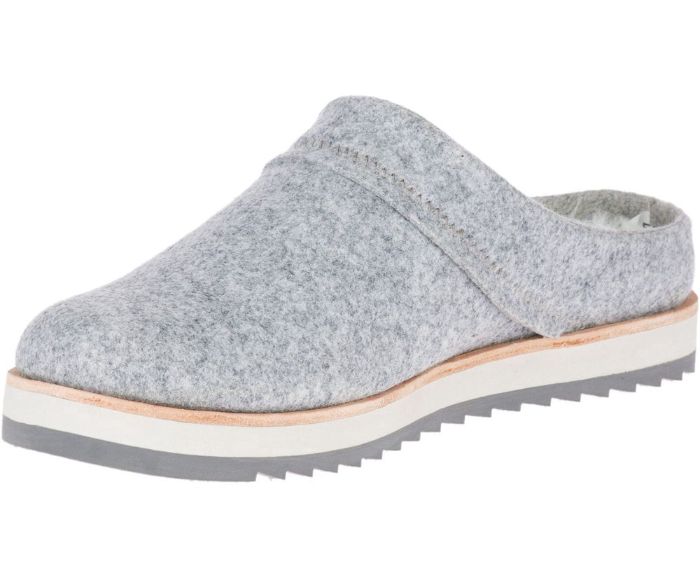 Merrell Slip Ons Grey - Juno Clog Wool - Womens 38XBYMTOP